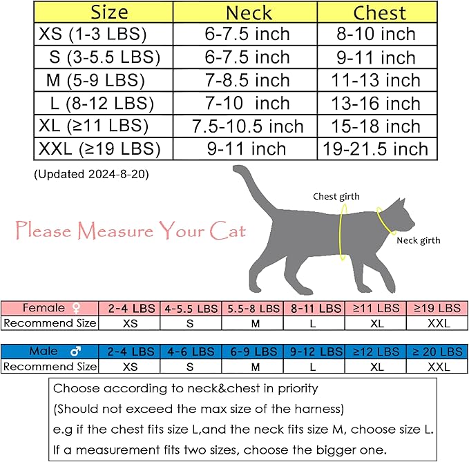 Cat Harness and Leash for Walking Escape Proof, Adjustable Cat Vest Harness, Padded Stylish Cat Walking Jackets, Sailor Suit Navy, XX-Large