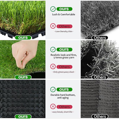 XLX TURF Interlocking Fake Grass Tiles for Dogs Potty - Pets Friendly Artificial Grass for Dog Kennel Outdoor Patio Balcony & Home Decor, 12"x12" 9 Pack