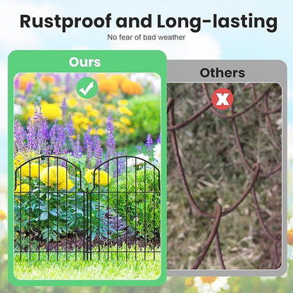 25Pcs Decorative Garden Fence, 20in(H)/27ft(L) Rustproof Metal Fences Animal Barrier Outdoor for Yard, Flower Bed Edging Ornamental Border Panel for Dogs, Rabbits, Dig Defence, Garden Decor, Patio