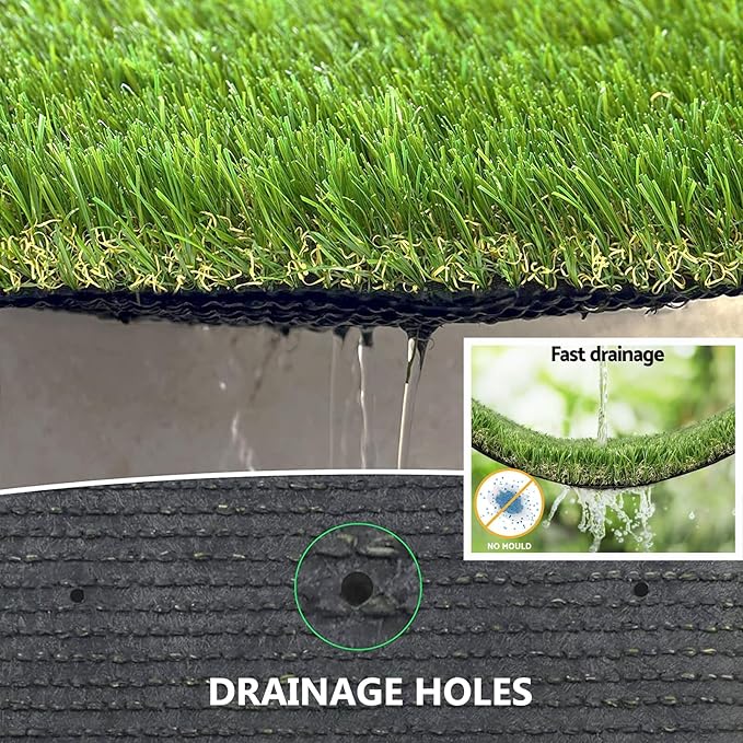 Artificial Grass Rug Outdoor Indoor 3FTX9FT Fake Grass Carpet Green Synthetic Grass Pet Turf Realistic Faux Grass Rug with Drain Holes for Garden Lawn Landscape Balcony Home Decor Patio