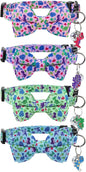 4 Pcs Breakaway Cat Collar with Bow Tie and Bell Dinosaurs Cat Kitten Collar with Removable Bowtie Adjustable Safety Collars for Boy Cats