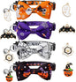 LLHK 4 Pack Halloween Cat Collar with Bow Tie and Bell,Breakaway Kitten Collar for Girl Boy Cats,Adjustable 7-12inch,for Kitty Kitten Adult Cats,Pet Supplies…