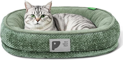 Orthopedic Cat Bed for Puppy & Kitten,Cat Sofa Bed with Egg Crate Foam Four Sided Dog Couch Beds with Removable Cover & Non-Slip Bottom Green XS