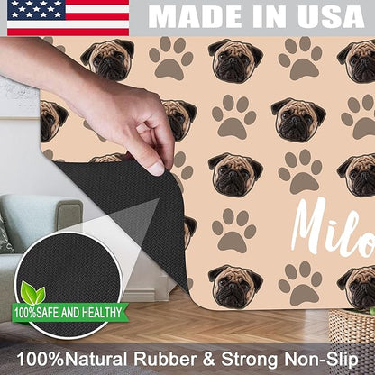 Personalized Dog Cat Mat with Name Photo Custom Placemat Feeding Mats for Food and Water Customized Non-Slip Waterproof Doormat for Bowls Outdoor Indoor Floors Gifts for Pet Owner