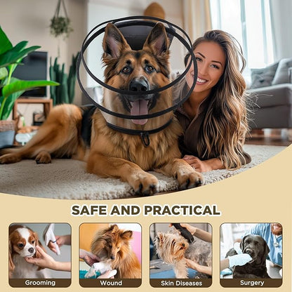 Dog Cone Collar for After Surgery,Transparent Dog Cones Alternative for Small Large Medium Size Dogs,Adjustable Depth Pet Recovery Collars,Elizabethan Collar for Dogs Stop Licking Wound(XXXL)