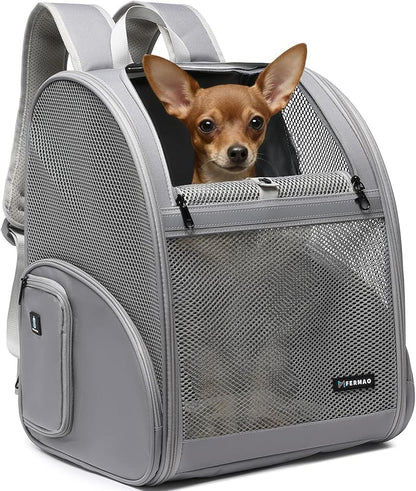 Pet Backpack Carrier ，Large Cat Carrier Backpack Up to 20 Lbs with Breathable Mesh, for Medium Large Cats or Small Dogs, Travel Hiking Camping Backpack (Gray-XL)