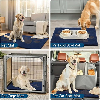 Buganda Dog Door Mat for Muddy Paws, Absorbent Dirt Trapper Washable Indoor Doormats, Non Slip Low-Profile Mud Mat for Dogs, Front Entrance Doormat for Inside Floor (48x30 Inches, Navy)