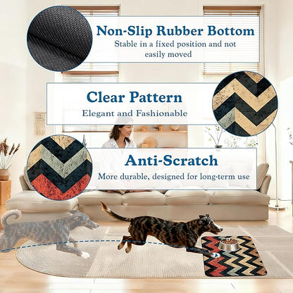 Vintage Plaid Pet Food Mat for Cats and Dogs–Christmas Stocking Absorbent Quick Dry Feeding Placemat, Non Slip Rubber Base, Waterproof Bowl Mat for Indoor Use, Pet Supplies 12"x20"