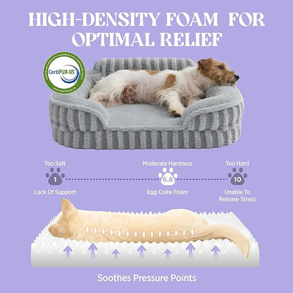 LE SURE Cute Dog Beds Large Sized Dog, Orthopedic Waterproof Large Pet Bed with Sides, High Back Non-Slip Bottom and Egg-Crate Foam Pet Couch Sofa with Washable Removable Cover, Grey