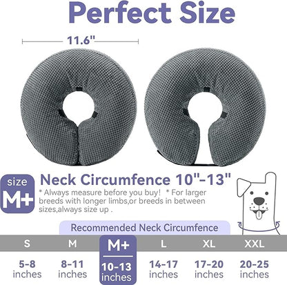 Soft Inflatable Dog Cone Collar Alternative After Surgery - Dog Neck Donut E Collar for Large Medium Small Dogs Cats Post Surgery - Recovery Collar to Stop Licking - Grey, M+