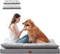 2-Pack XL Waterproof Dog Bed Large Size Dogs, Plush Cushion & Orthopedic Egg-Crate Foam Mattress for Senior Dogs, Washable Dog Crate Bed with Removable Cover, Light Grey