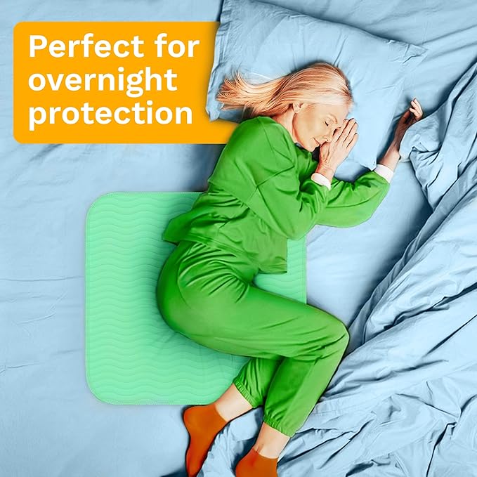 GREEN LIFESTYLE® Washable Underpads - Heavy Absorbency Reusable Bedwetting Incontinence Pads for Kids, Adults, Elderly, and Pets - Toddler Mattress Pads for Bed, Sofa, Floor (Pack of 4 - 34x36)