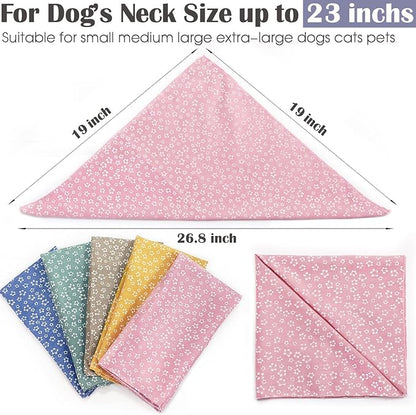 4PCS Spring Dog Bandanas Cat Birthday Cute Soft Cotton Puppy Scarfs Washable Daily Handkerchief Pink Green Blue Khaki Comfortable Gifts, Adjustable Accessories for Small Medium Large Girl Boy Pup Pet