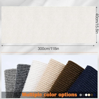 Cat Scratch Furniture Protector - 118"x15.8" Trimmable Self-Adhesive Cat Claws Scratch Pads, DIY Kitten Climbing Couch Protector for Scratching Post Cat Tree Replacement Indoor (Cream White)