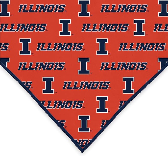 Illinois Fighting Illini Officially Licensed Bandana for Dogs and Cats | Fits Pets Great Gift Idea | Easy-to-Tie (Large, 28")