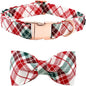 Dog Collar, Christmas Dog Collar Plaid Pet Collar Bow Holiday Bows Girl Boy Puppy Collar Adjustable Pet Collar for Large Dogs