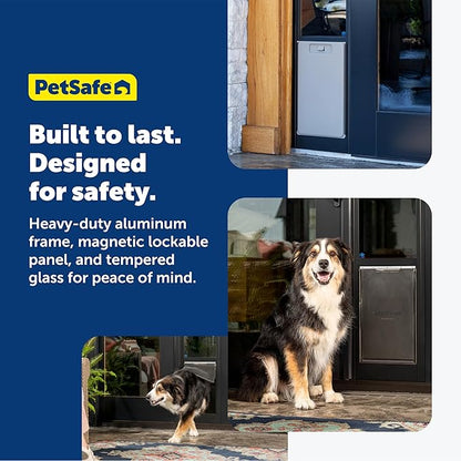 PetSafe Sliding Glass Pet Door - No-Cut DIY Install Doggy Door for Renters - Aluminum Frame - Adjustable Height 75 7/8" to 80 11/16" - Ideal for Large Dogs Up to 100 lb - Bronze