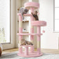 Allewie 55.5 in Cat Tree for Indoor Kitties/Soft Plush Perches/Multi-Level Cat Tower/Sisal Scratching Posts/Crescent Plates/Round Jumping Board/Hanging Ball/Pet Activity Center/Pink