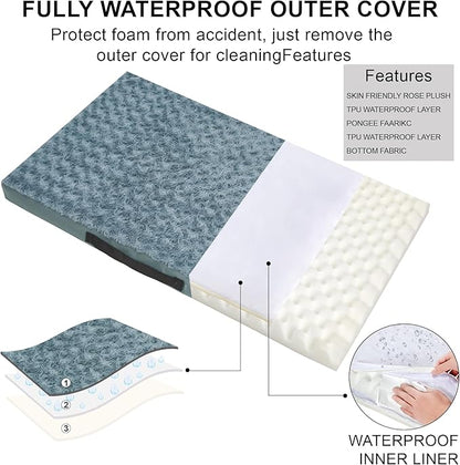 Orthopedic Dog Beds for Crate with Removable Washable Cover Egg-Crate Foam Pet Pad Mat with Anti-Slip Bottom,Waterproof Dog Beds Large Sized，40x30 Inch