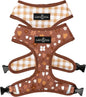 Lucy & Co. Cute Reversible Dog Harness Walking Halter - Best Designer Pet Harnesses for XS - XL Dogs - Padded Adjustable Vest for Easy Walking (X-Large, Chocolate Meadows - Brown & White Floral)