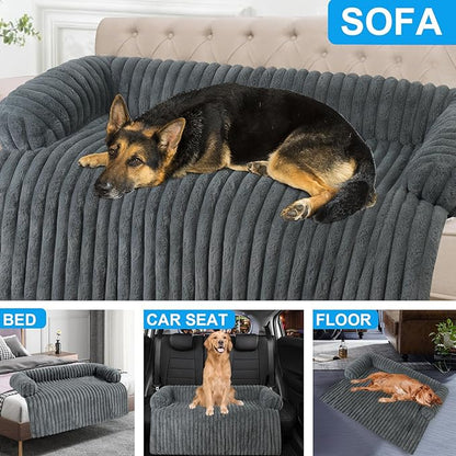 Wn's Day Luxurious Dog Couch Bed, Washable Calming Dog Couch Cover, Removable Couch Protector for Dogs, Waterproof Sofa Bed, Pet Bed Mats for Couch, Pet Couch Covers for Sofa(Grey, XL)