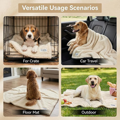 furrybaby Dog Blanket Soft Dog Blankets for Large Dogs Puppy Essentials Washable Sherpa Fleece Cat Blanket 40x47 Inches for Bed Furniture Couch Sofa (Large, Beige)