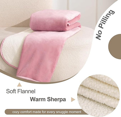 gogobunny Waterproof Pet Blanket for Small Dogs and Cats, Reversible Sherpa Fleece Soft Plush Throw for Couch Protection, Washable Furniture Protector (Pink, 30x30 inches)