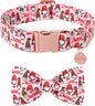 Christmas Dog Collar with Bow Tie, Cotton Christmas Bowtie Collar for Medium Girl Boy Dog, Comfortable Dog Collar Bowtie with Durable Metal Buckle, Adorable Pet Collar,L,Neck 16-24in