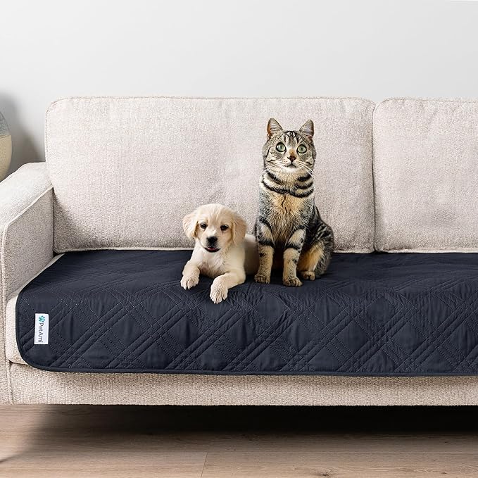 PetAmi Waterproof Couch Cover for Dogs, Reversible Furniture Cover Sofa Protector for Pet Cat Bed, Washable Blanket Dog Cover for Couch Seat, 30x70 Gray