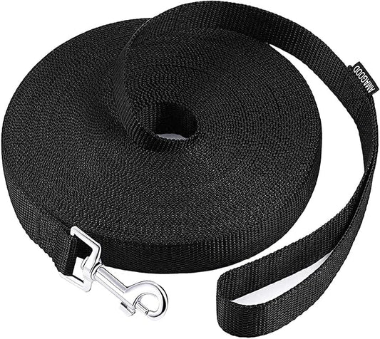 Dog Leashes,Long Dog Leashes for Puppy Training,15FT 20FT 30FT 50FT 100 FT Long Puppy Lead for Large Medium Small Dogs Outside Walking, Playing(30 feet, Black)