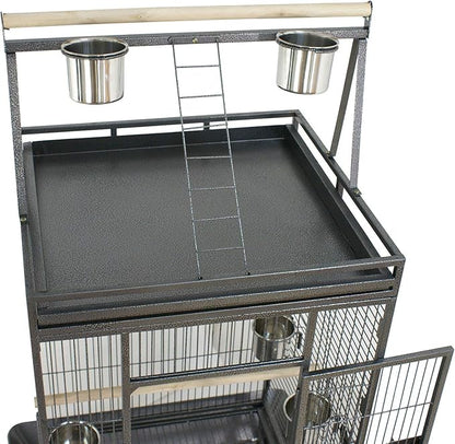 Nova Microdermabrasion 68-Inch Height Wrought Iron Standing Large Play Top Bird Cage for African Grey Small Quaker Parrot Cockatiel Sun Parakeet Green Cheek Conure Dove Budgie Lovebird