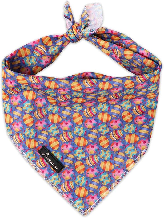 ARING PET Easter Dog Bandanas, Cute Purple Colorful Eggs Pet Bandana Scarf Triangle Bibs for Puppy Small Medium Large Boy Girl Dogs Cats-L