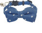 THAIN Cat Collar Breakaway with Bell and Bow Tie Safety Buckle Denim Dots Adjustable 7-11 inches for Kitten Cats(Denim Dots)