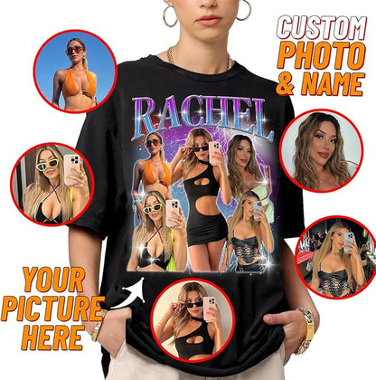 NAZENTI Custom Bootleg Rap Tee, Custom T-Shirts with Picture, Retro Custom Bootleg, Valentine's Gifts for Him Her