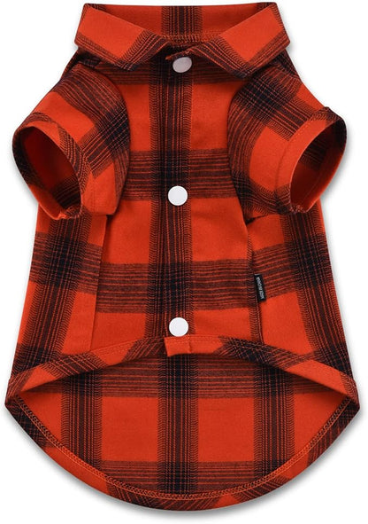 Koneseve Dog Shirt Plaid Dog Clothes for Small Dogs Boy Girl Cat Clothes Soft Puppy Outfit Adorable Pet T-Shirts Kitten Grid Costume Apparel Thanksgiving Christmas Clothing (Red#1; XL/Extra Large)