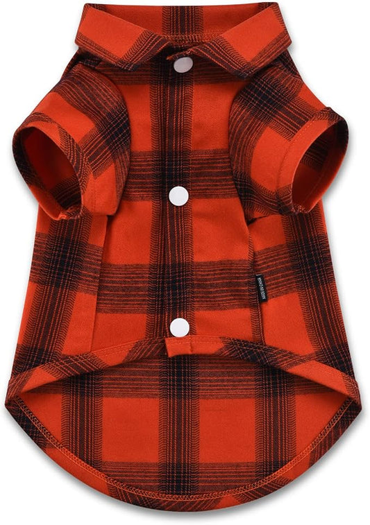 Koneseve Dog Shirt Plaid Dog Clothes for Small Dogs Boy Girl Cat Clothes Soft Puppy Outfit Adorable Pet T-Shirts Kitten Grid Costume Apparel Thanksgiving Christmas Clothing (Red#1; XL/Extra Large)