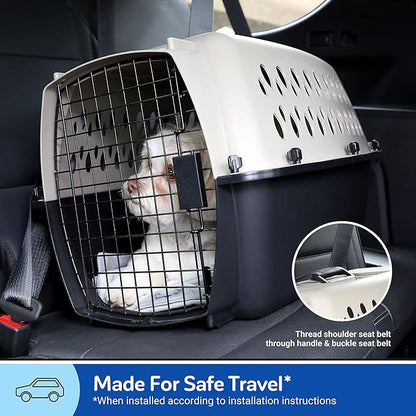 Petmate Vari Dog Kennel Portable Airline-Friendly Carriers & Crates for Small Dogs and Puppies, Durable Plastic, Pet Carrier For Home and Travel, XS Extra Small 19" For Dogs Up To 10 Lbs, Taupe