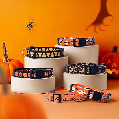Native Pup Halloween Dog Collar- Spooky Fall Themed Horror Costume Collars- Skull, Pumpkin, Ghost, Bat, Witch, Candy Corn, Spider- Adjustable for Small, Medium, Large Breeds (Medium, Candy Corn)
