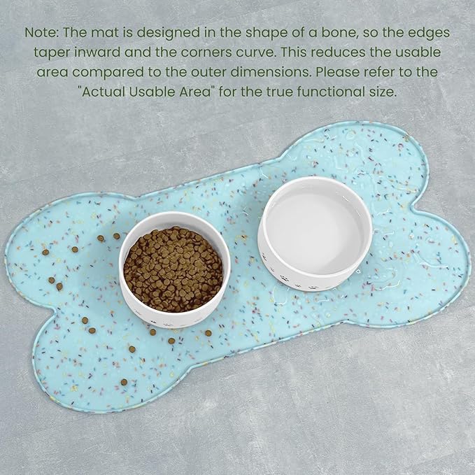 Dog Food Mat Anti-Slip Silicone Dog Bowl Mat Thicker Pet Placemat Waterproof Cat Feeder Pad with Raised Edge Puppy Kitten Feeding Mats Suitable Small Medium-Sized Dogs Cats Eating Tray