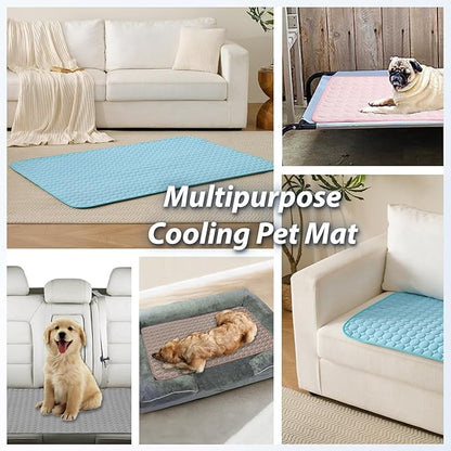 MICROCOSMOS Summer Cooling Mat & Sleeping Pad- Water Absorption Top, Easy Carry, EZ Clean, Materials Safe. Keep Cooling for Pets, Kids and Adults.(Navy Blue, 40" x 28")