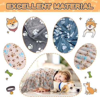 Rezutan 1 Pack 3 Blankets for Dogs, Dog Blanket for Large & Medium Pet Cat, Premium Soft Fluffy Suitable for Dog Kennels & Beds, Sofas, Gifts Puppy Essentials, 41x31inch, Gray/Blue/Beige