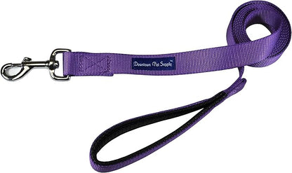 Downtown Pet Supply 6ft Heavy-Duty Dog Leash - Padded Comfort Handle & Stainless Steel Fastener - 0.5in Wide Purple Leash