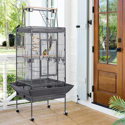Yaheetech 68-inch Rolling Play Top Large Parrot Bird Cage for African Grey Cockatiel Conure Lovebird Parakeet Budgie