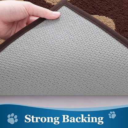 Buganda Dog Door Mat for Muddy Paws, Absorbent Dirt Trapper Washable Indoor Doormats, Non Slip Low-Profile Mud Mat for Dogs, Front Entrance Doormat for Inside Floor (40x32 Inches, Brown)