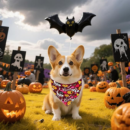 30 Pcs Halloween Thanksgiving Dog Bandanas Bulk Stitch Dog Bandanas for Small Medium Dogs Polyester Scarves Large Puppy Cats Party Grooming M