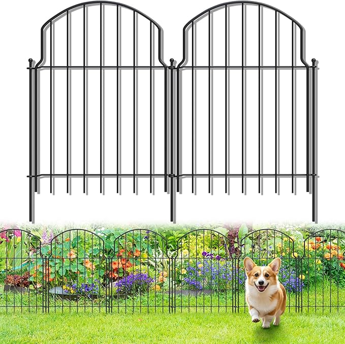 19Pcs Decorative Garden Fence, 20in(H)/20.5ft(L) Rustproof Metal Fences Animal Barrier Outdoor for Yard, Flower Bed Edging Ornamental Border Panel for Dogs, Rabbits, Dig Defence, Garden Decor, Patio