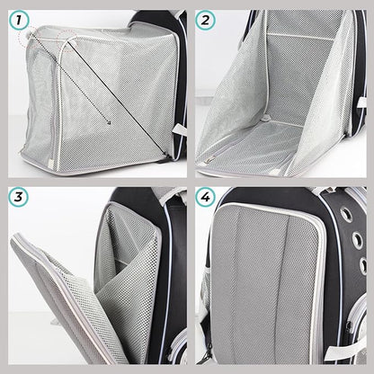 Lollimeow Expandable Cat Backpack Carrier for Large Cats & Small Dogs - Airline Approved Pet Bubble Backpack with Dual-Side Expansion, Perfect for Travel, Hiking & Outdoor Adventures, Up to 16lbs