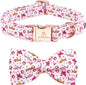 Lionheart glory Dog Collar Shark Print Dog Bow Collar Pink Dog Collar Male or Female Summer Spring Collars with Bowtie Pet Gift Durable Adjustable Soft Dog Collar for Large Dogs