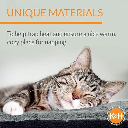 K&H Pet Products Self-Warming Cat Bed Pad,Self Heating Pad for Outdoor Cat Houses,Warming Mat for Indoor Pet Beds&Furniture,Reversible Blanket,Machine Washable-Small 21 X 17in Gray/Black,(Pack of 6)