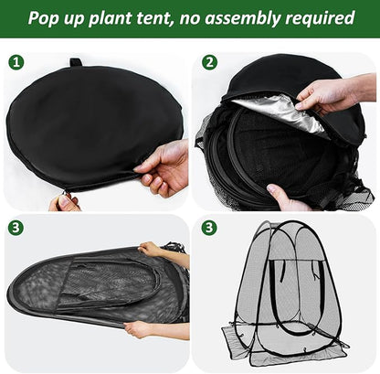 Pop Up Mesh Plant Protectors from Animals,Large Plant Netting Guard Cover with 8 Stake Crop Cage Fine Mesh Plant Tents for Protect Flower Tomato Vegetable from Deer Cat Bird Squirrel, 28x28x34 in